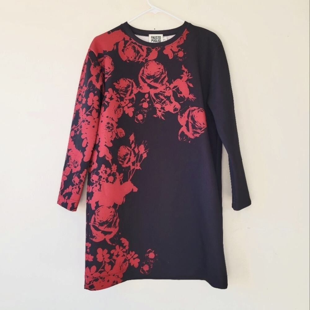 Fausto Puglisi Long Sleeve Scuba Shift Dress Fall Winter '17/'18 Floral 42 6